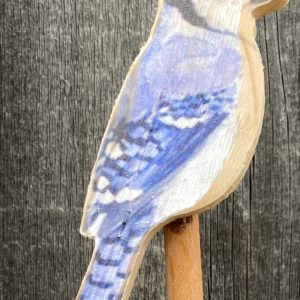 Wooden Blue Jay on a stick - small