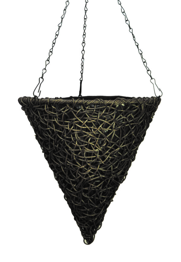 Twisted Poly Weave Cone Hanging Basket
