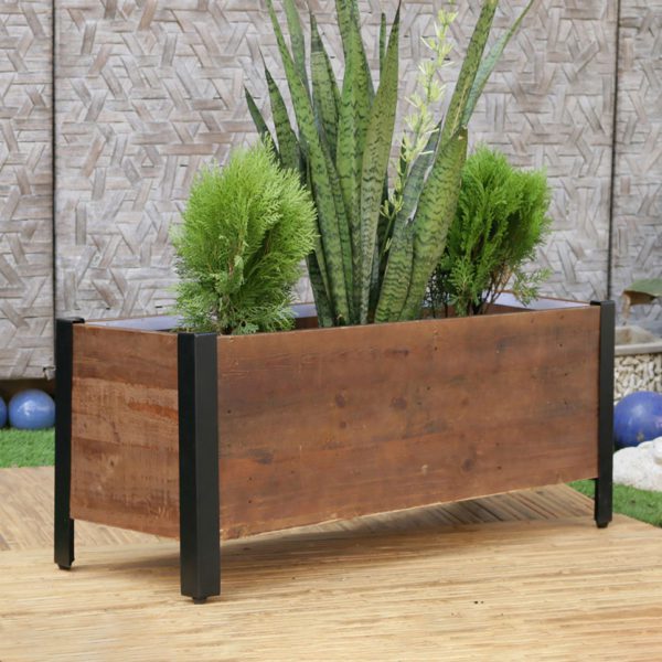 Grapevine Urban Garden Planter Recycled Wood and Metal Rectangle 7